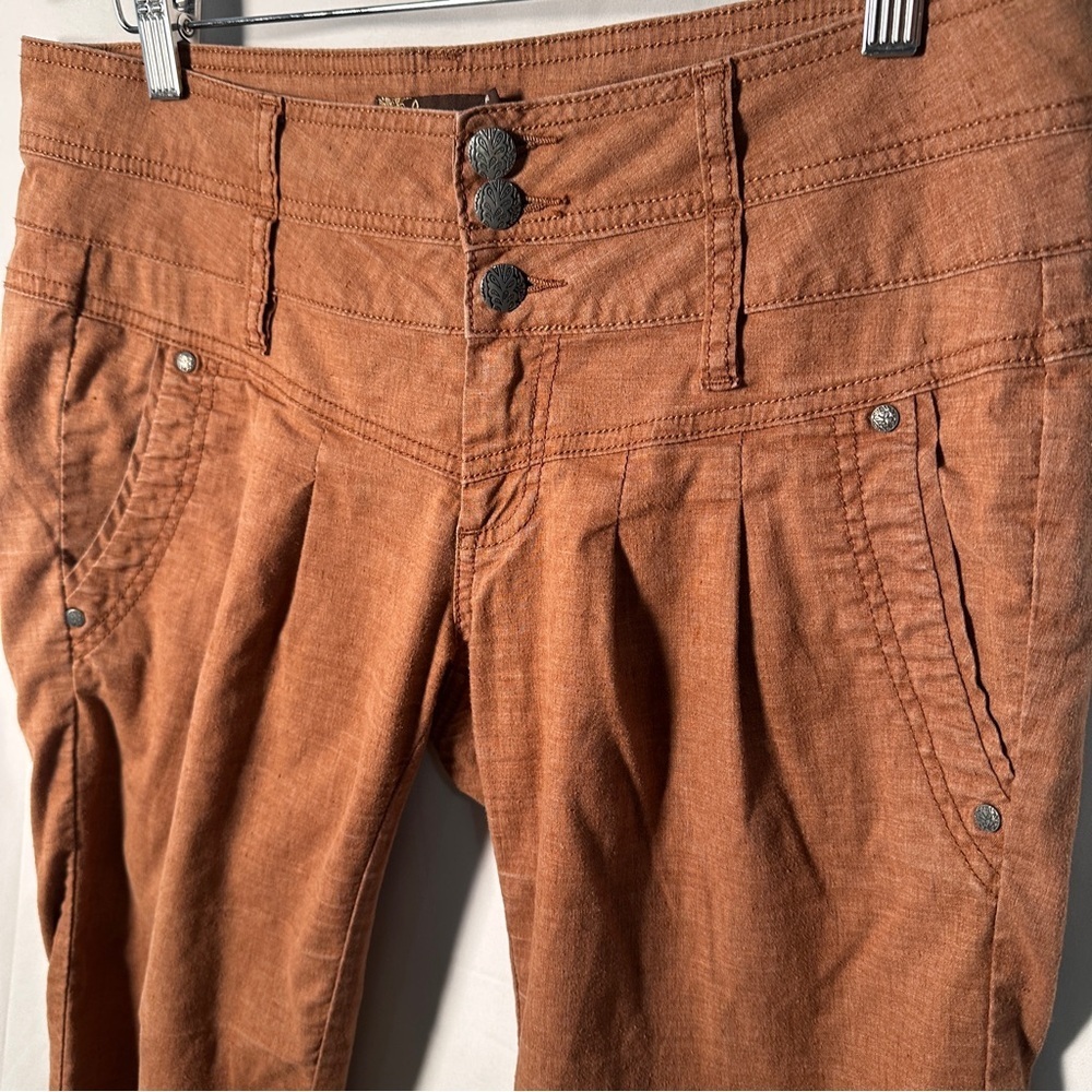 prAna Linen Cotton Pleated Tapered Pants Quiet Luxury Capsule Wardrobe Brown 8 - Picture 6 of 10